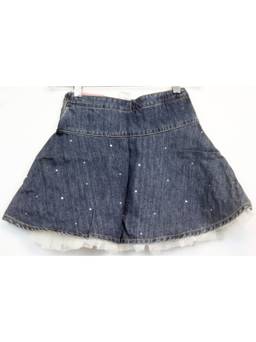 2008 Gymboree Winter Snowflake Denim Skirt Tulle Rhinestones Flare sz 5 Lined - Picture 3 of 6